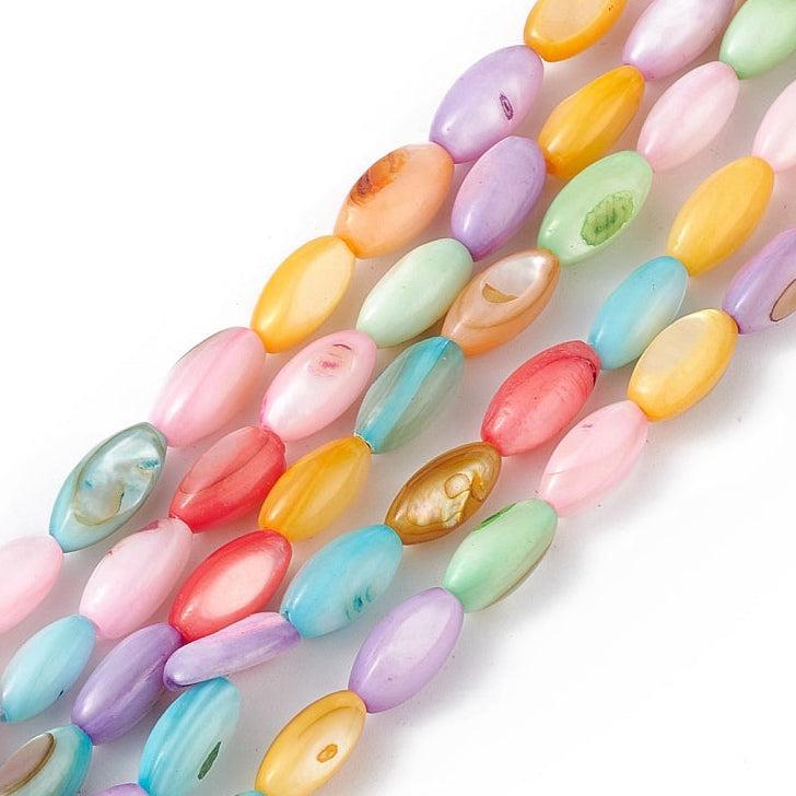 Schelp kralen tube multicolor 10x5mm - ±9 stuks-Kralen-Kraaltjes van Renate