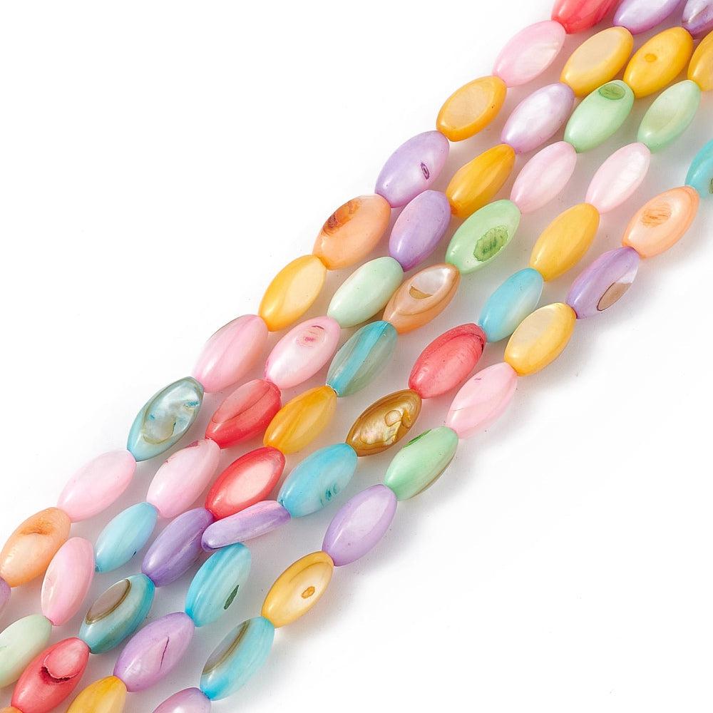 Schelp kralen tube multicolor 10x5mm ~ per streng-Kralen-Kraaltjes van Renate