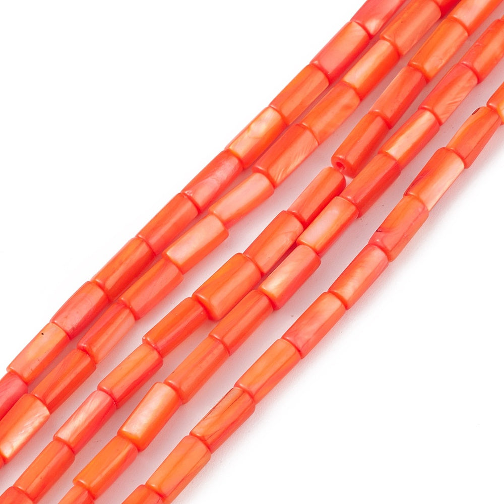 Schelp kralen tube orange 8x4mm ~ per stuk-Kralen-Kraaltjes van Renate