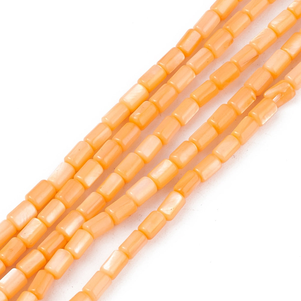 Schelp kralen tube oranje 5x3mm ~ per stuk-Kralen-Kraaltjes van Renate