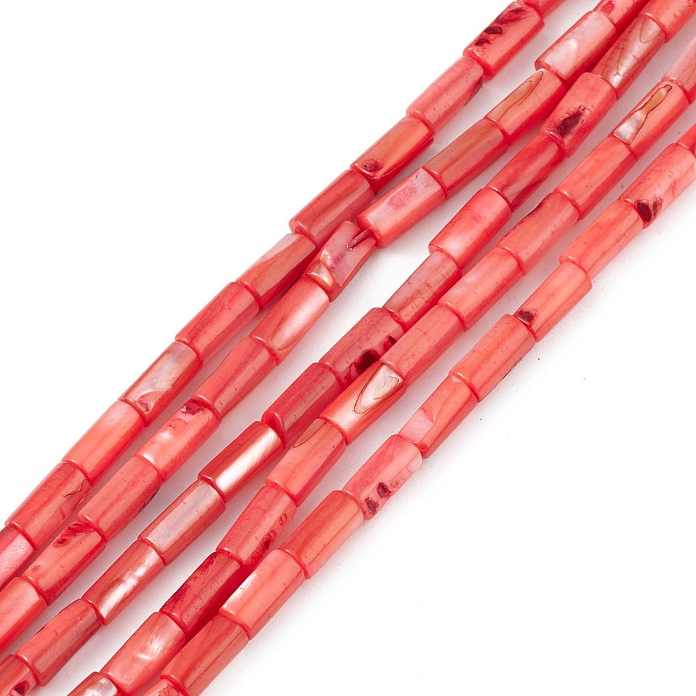 Schelp kralen tube oranje/rood 8x4mm ~ per stuk-Kralen-Kraaltjes van Renate