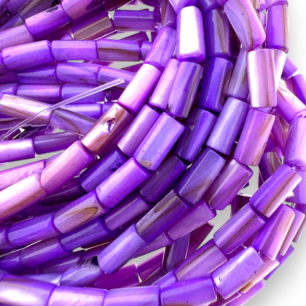 Schelp kralen tube purple 8x4mm ~ per 2 stuks-Kralen-Kraaltjes van Renate