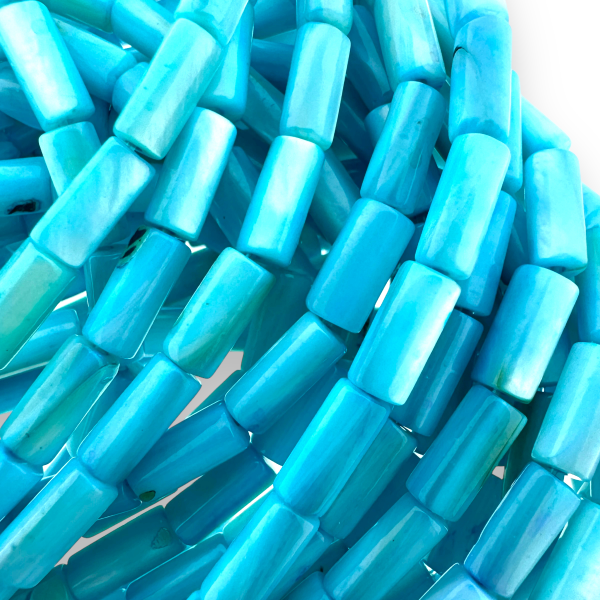 Schelp kralen tube sky blue 8x4mm ~ per 2 stuks-Kralen-Kraaltjes van Renate
