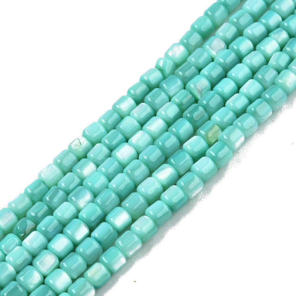 Schelp kralen tube turquoise 4mm ~ per 5 stuks-Kralen-Kraaltjes van Renate