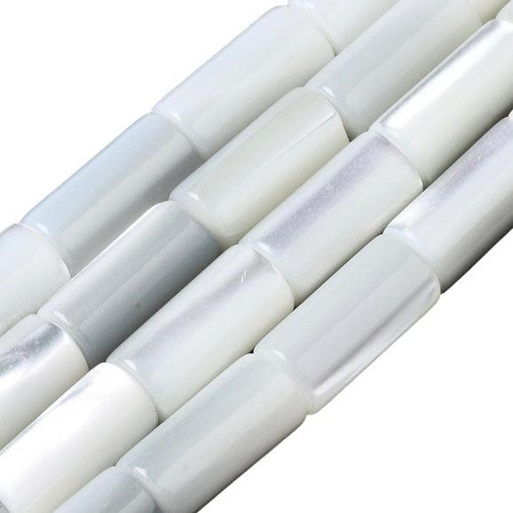 Schelp kralen tubes naturel 10x5mm - 6 stuks-Kralen-Kraaltjes van Renate