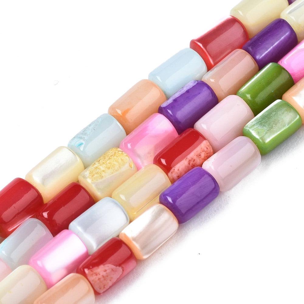 Schelp tube mix gekleurd 5x4mm- per ±40 stuks-Kralen-Kraaltjes van Renate