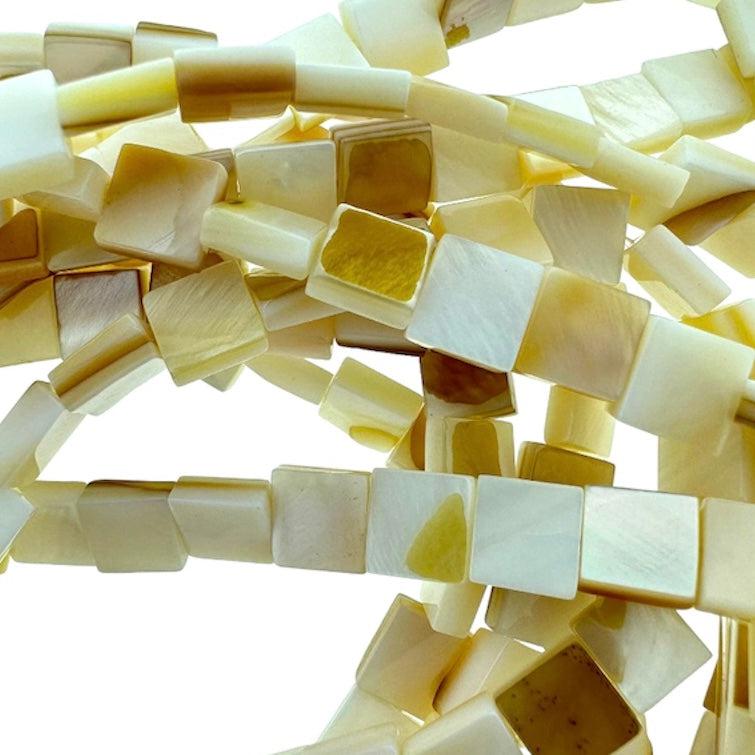 Schelp vierkant beige 6,5mm - per stuk-Kralen-Kraaltjes van Renate