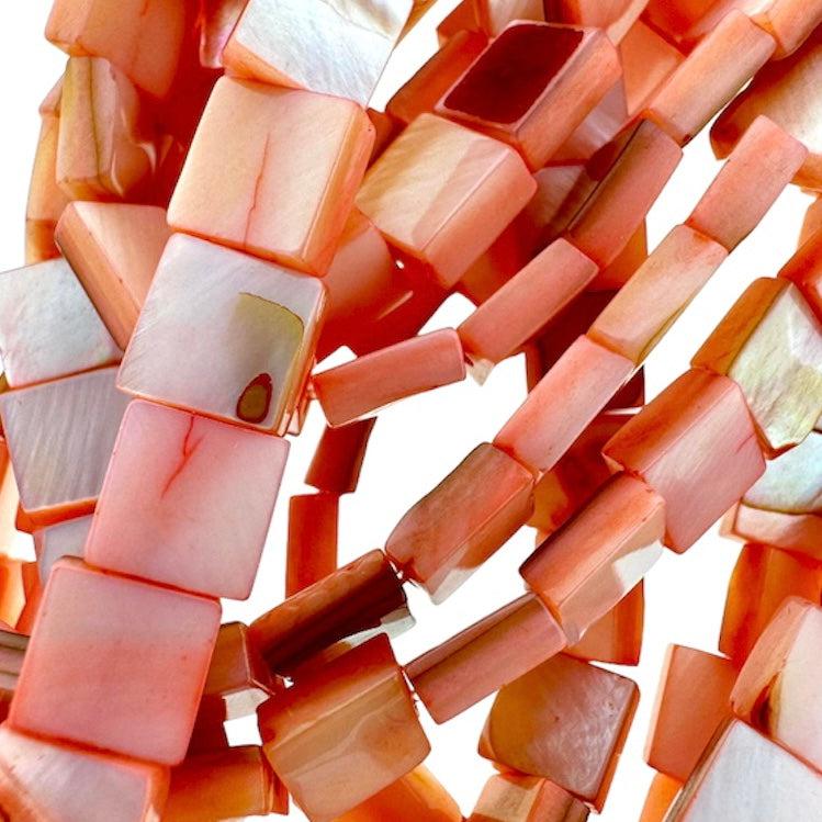 Schelp vierkant coral 6,5mm - per stuk-Kralen-Kraaltjes van Renate