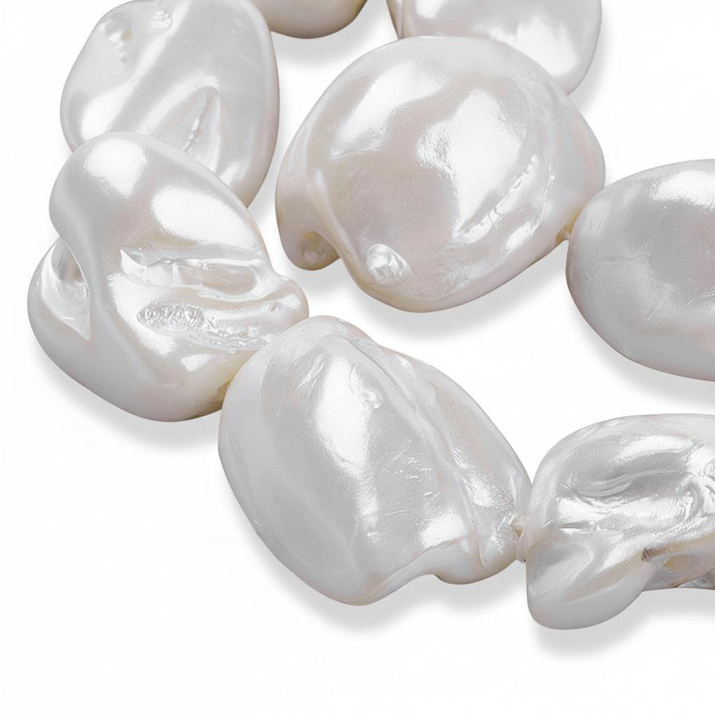 Schelpparel Nugget Lichtgrijs ±23mm - per stuk-Kralen-Kraaltjes van Renate