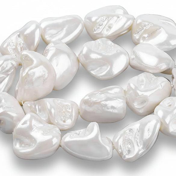 Schelpparel Nugget Lichtgrijs ±23mm - per stuk-Kralen-Kraaltjes van Renate