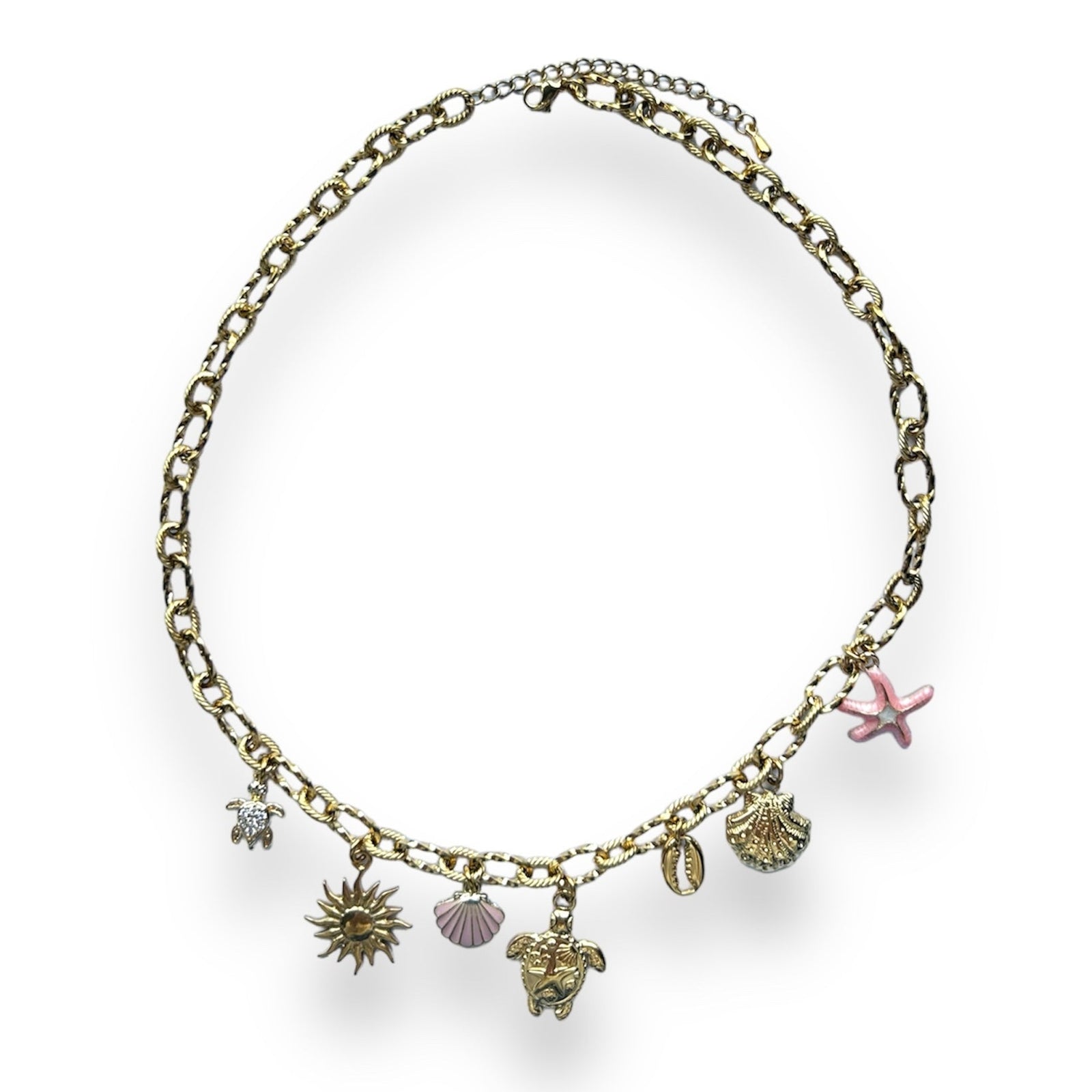 Schildpad roze ketting Stainless steel-Kraaltjes van Renate