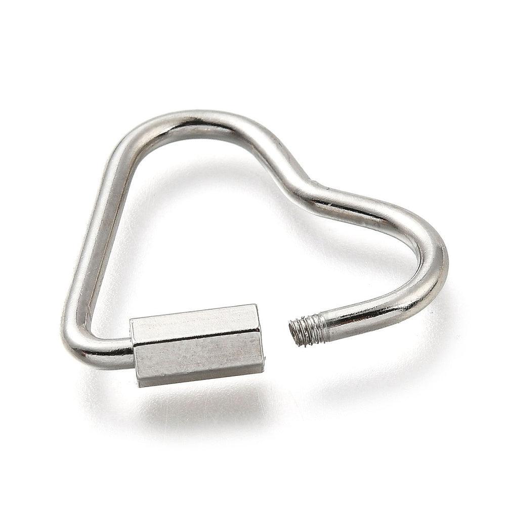 Schroef Karabijnsluiting Hart Zilver 7mm - per stuk-Sluitingen-Kraaltjes van Renate