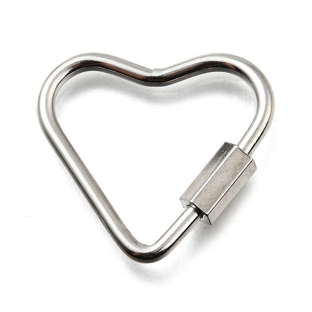 Schroef Karabijnsluiting Hart Zilver 7mm - per stuk-Sluitingen-Kraaltjes van Renate