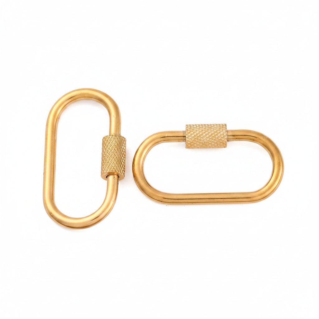 Schroef sluiting ovaal RVS goud 26x14mm - per stuk-Sluitingen-Kraaltjes van Renate
