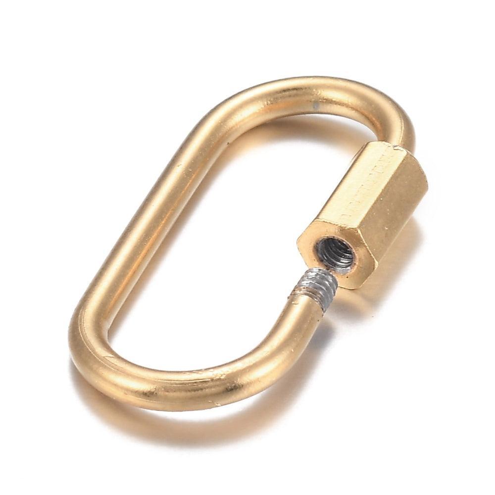 Schroef Karabijnsluiting Ovaal 18K RVSGoud 7mm - per stuk-Sluitingen-Kraaltjes van Renate