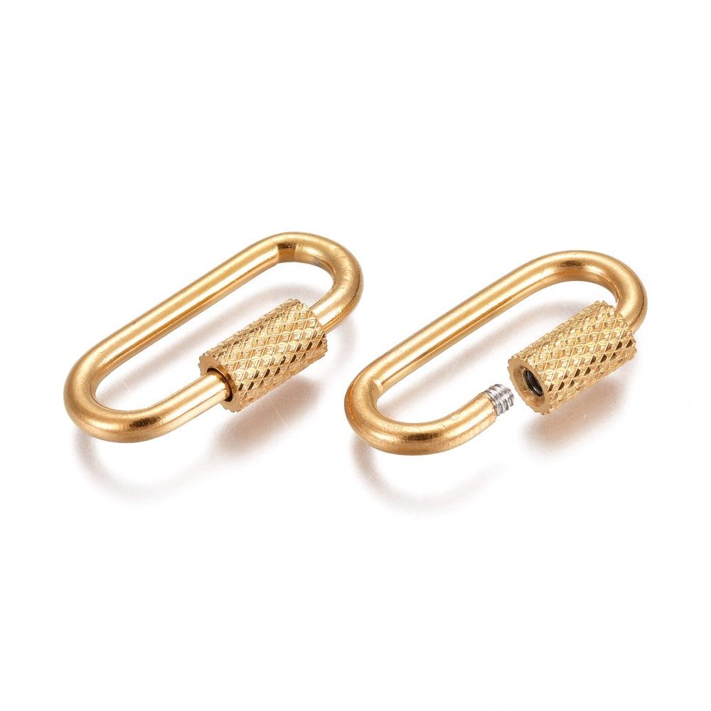 Schroef sluiting ovaal RVS goud 26x14mm - per stuk-Sluitingen-Kraaltjes van Renate