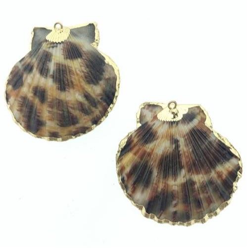 Sea shell bedel XL Bruin-Goud ±50x40mm-Kraaltjes van Renate