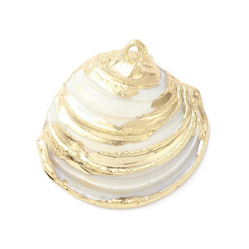 Sea shell bedel wit/goud 25x7,5mm- per stuk-Kralen-Kraaltjes van Renate
