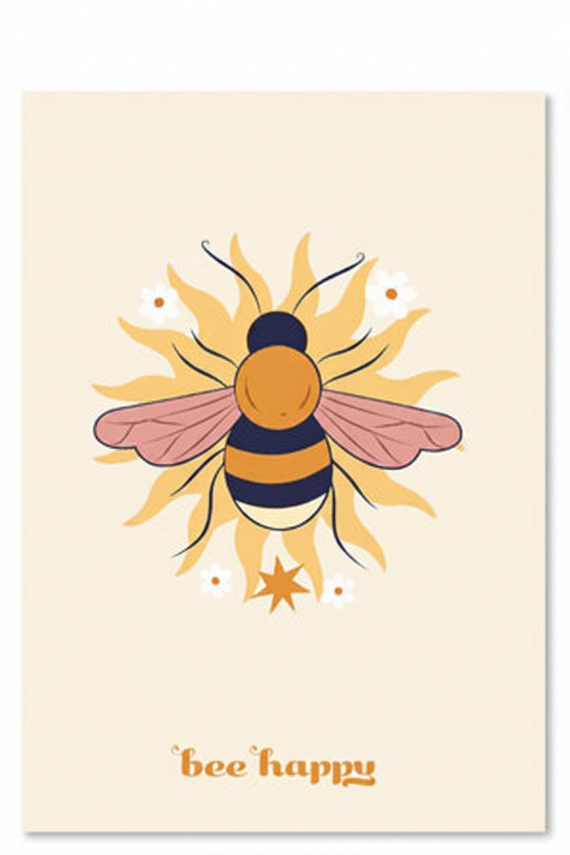 Sieraden Kaartje "Bee Happy" Geel 15x11cm - per stuk-Kraaltjes van Renate