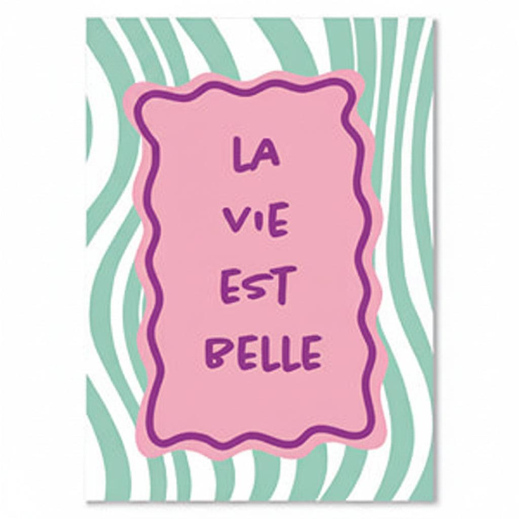 Sieraden Kaartjes "La Vie est Belle" Groen-roze - per stuk-Inpakken-Kraaltjes van Renate