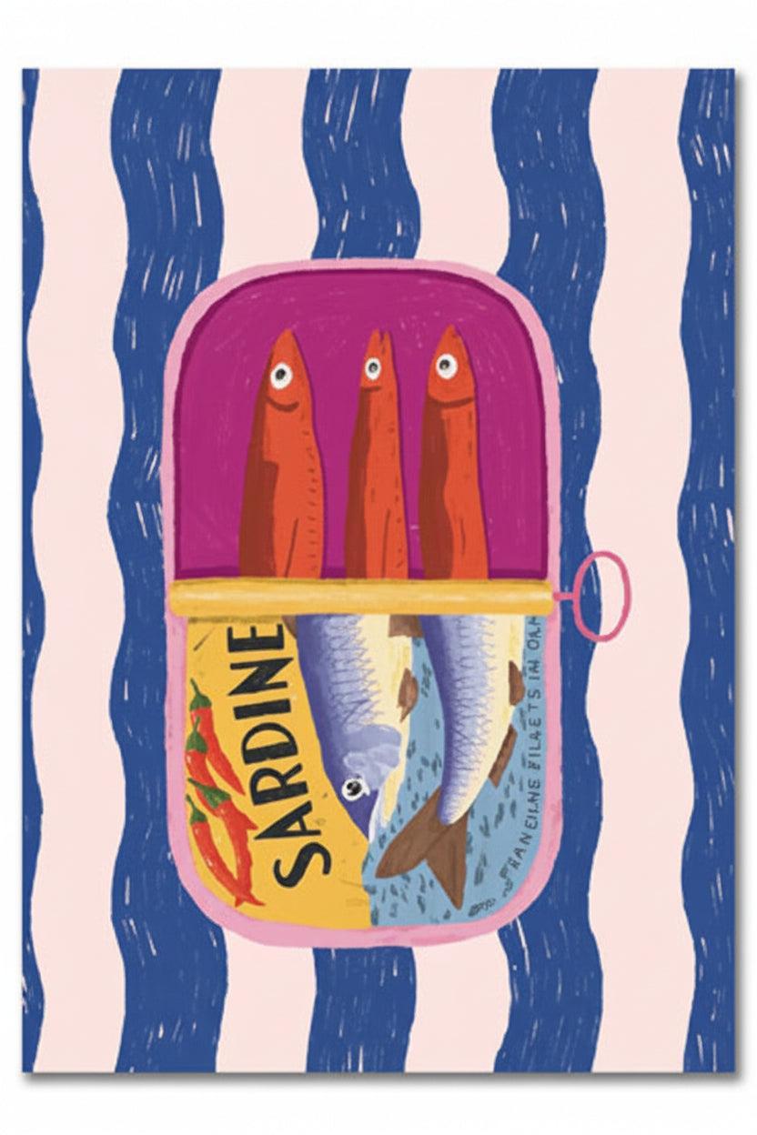 Sieraden Kaartjes "Sardine" Blauw-wit - per stuk-Inpakken-Kraaltjes van Renate