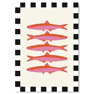 Sieraden kaartje Vissen Black-White-Pink-Red-Onderdelen-Kraaltjes van Renate