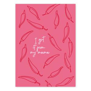 Sieraden kaartjes "I got it from my mama" Hot pink-onderdelen-Kraaltjes van Renate