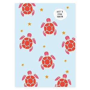 Sieraden kaartjes "Let's sail away" Light blue-red-onderdelen-Kraaltjes van Renate