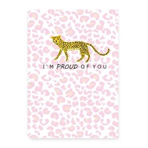 Sieraden kaartjes &quot;Proud of you&quot; Leopard white-pink-Kraaltjes van Renate