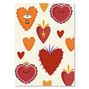 Sieraden kaartjes Sieraden kaartjes "heilige harten" Off white-red-orange 14.8x10.5cm-onderdelen-Kraaltjes van Renate
