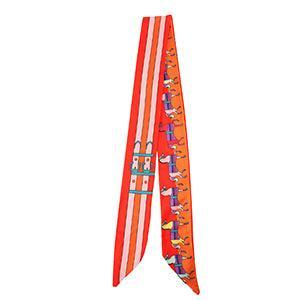 Sjaaltje Print paard/rechte lijnen Red-pink-orange - per stuk-koord-Kraaltjes van Renate