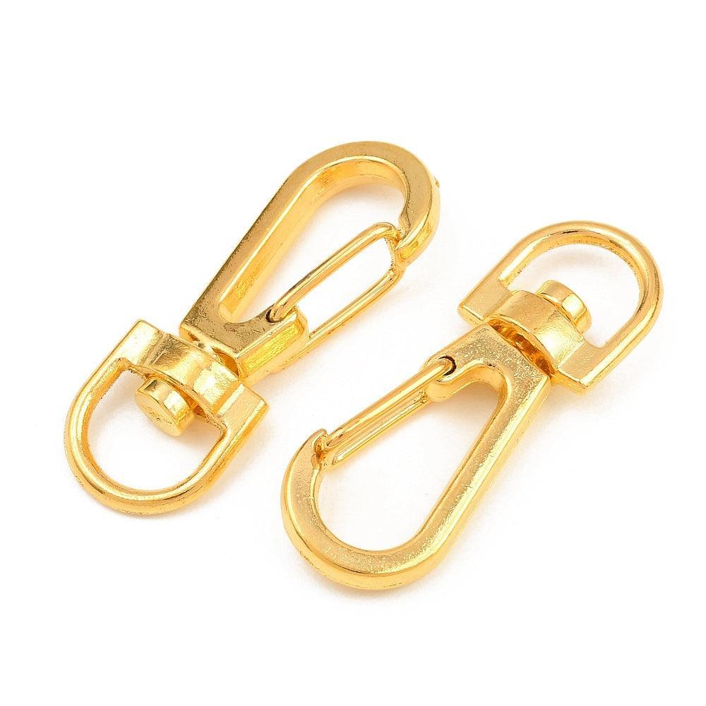 Sleutelhanger Karabijn Metaal Draaibaar Goud 38x13mm - per stuk-Sluitingen-Kraaltjes van Renate
