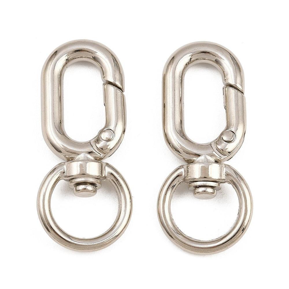 Sleutelhanger Karabijn Metaal Draaibaar Ovaal Zilver 41x18mm - per stuk-Sluitingen-Kraaltjes van Renate