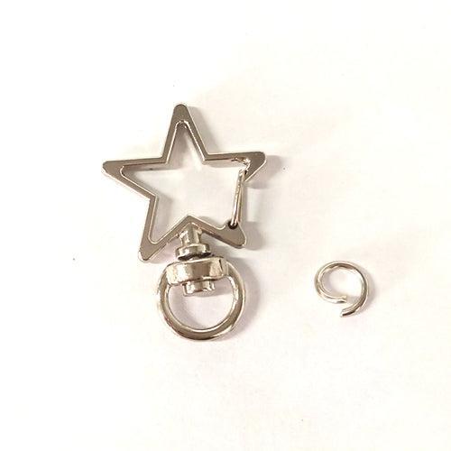 Sleutelhanger Ster Metaal Zilver 34mm - per stuk-Sluitingen-Kraaltjes van Renate