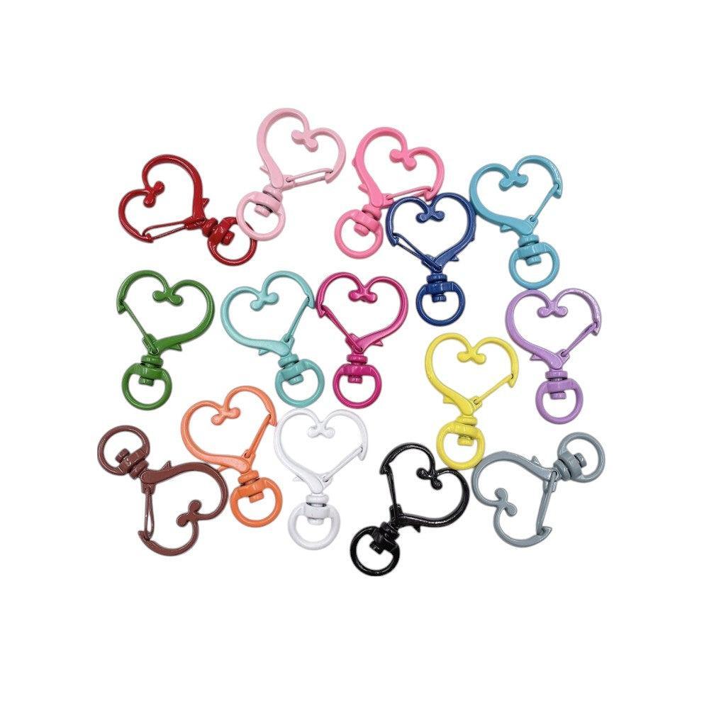 Sleutelhanger karabijn gekleurd hart 34mm - per stuk-Kralen-Kraaltjes van Renate