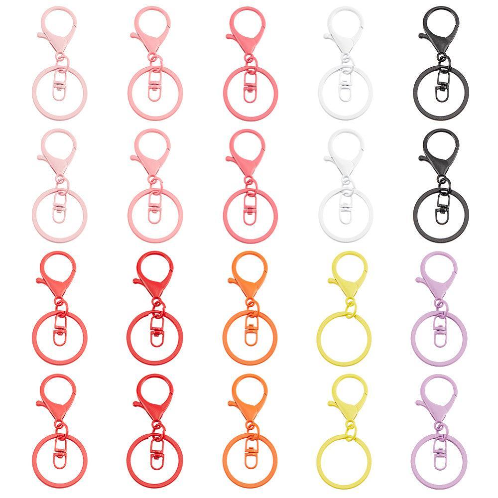 Sleutelhanger met ring Multicolor 70mm- per stuk-sluitingen-Kraaltjes van Renate