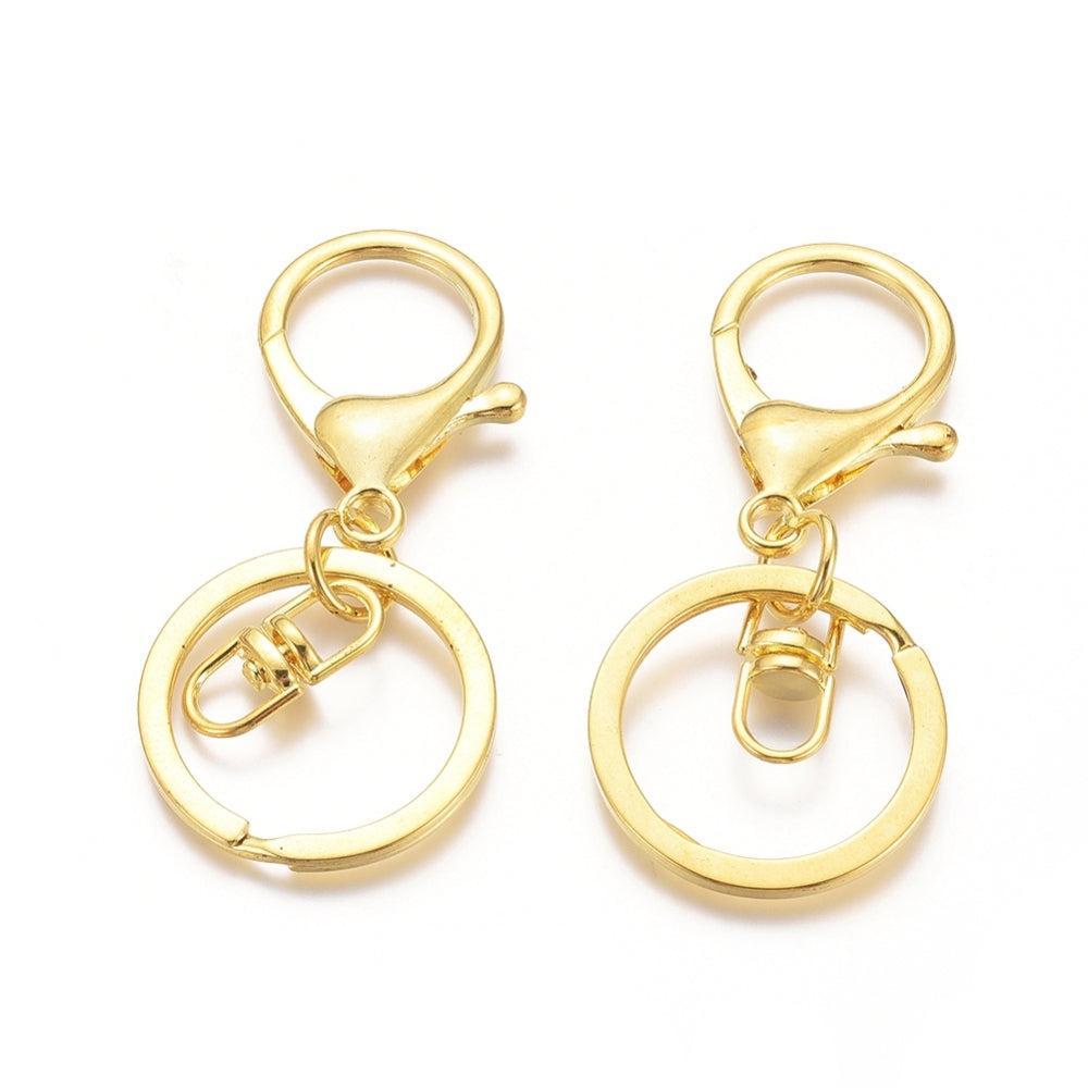 Sleutelhanger met ring goud 68x30mm-sluitingen-Kraaltjes van Renate