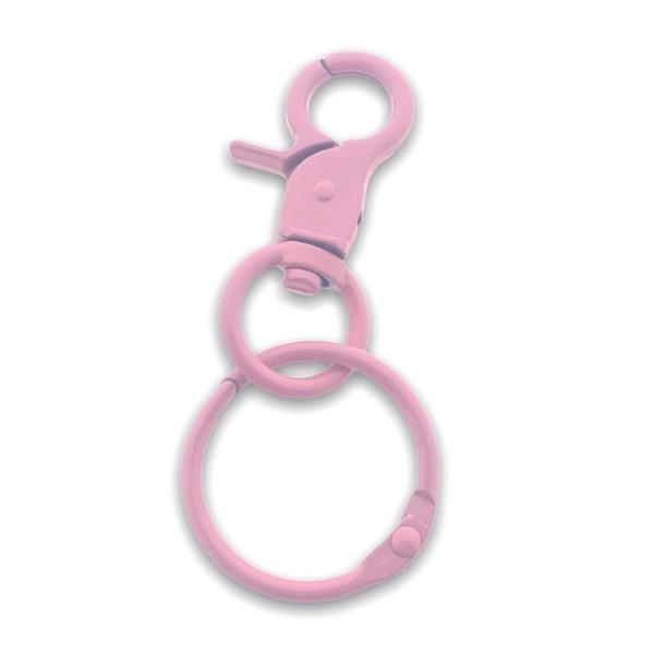Sleutelhanger met ring metaal roze 75x20mm-Kraaltjes van Renate