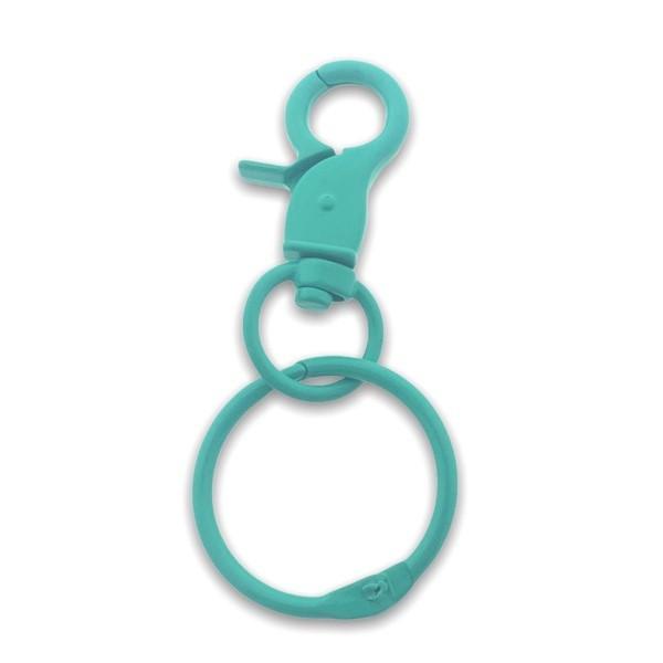Sleutelhanger met ring metaal turqouise 75x20mm-Kraaltjes van Renate