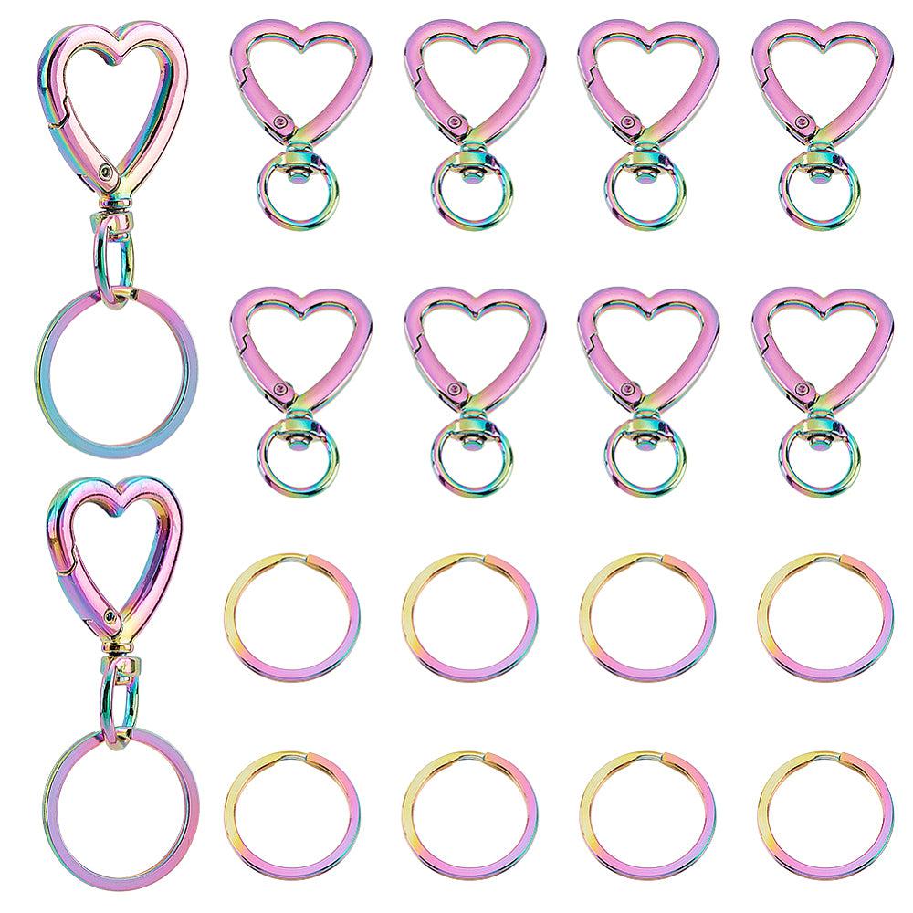 Sleutelhanger + ring rainbow plated 41x26mm-Kralen-Kraaltjes van Renate