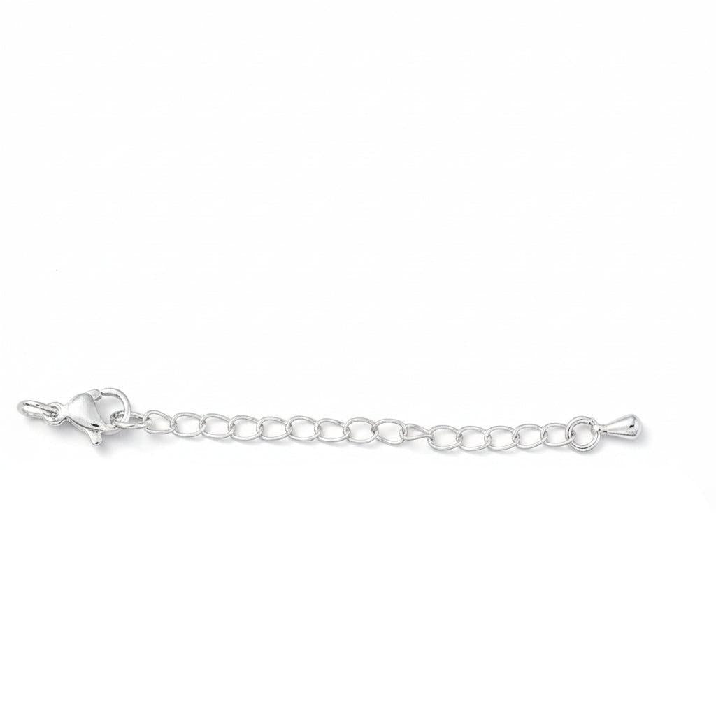 Sluiting Compleet Karabijn met Verlengketting Brass Zilver 71mm - per stuk-Sluitingen-Kraaltjes van Renate