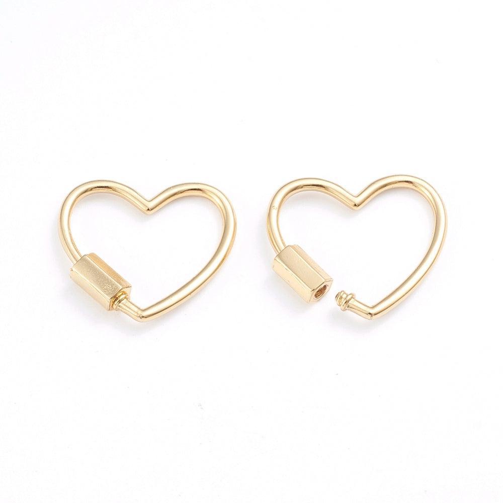 Bedel slot hart 18K brass goud 21,5mm- per stuk-bedels-Kraaltjes van Renate