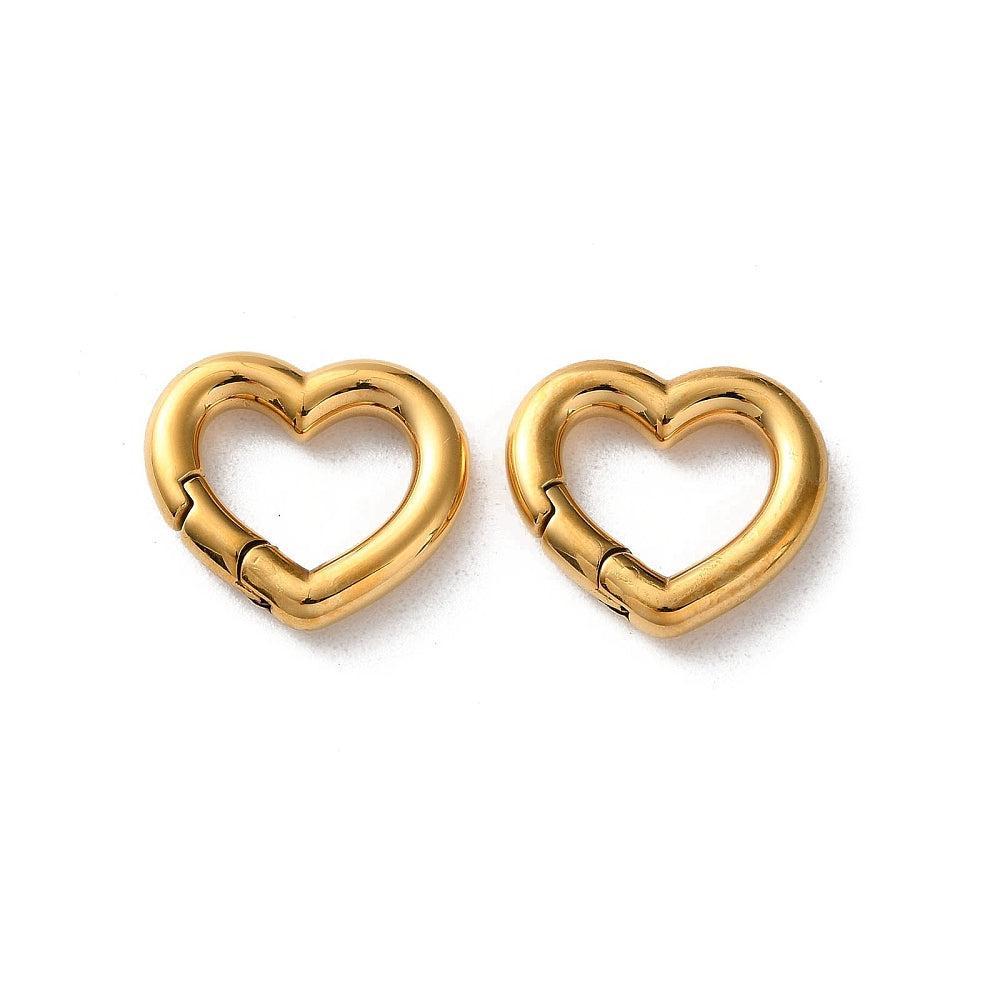 Bedel slot hart RVS 18K goud 16mm - per stuk-bedels-Kraaltjes van Renate