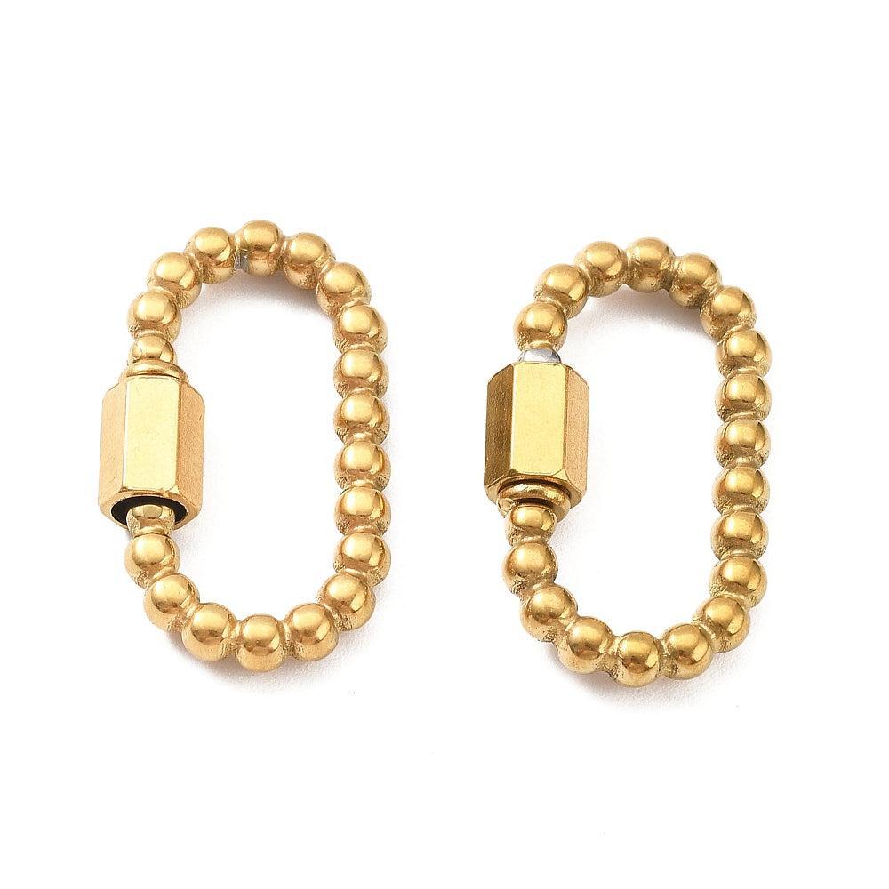 Bedel slot hart ovaal 18K premium goud 27mm - per stuk-bedels-Kraaltjes van Renate