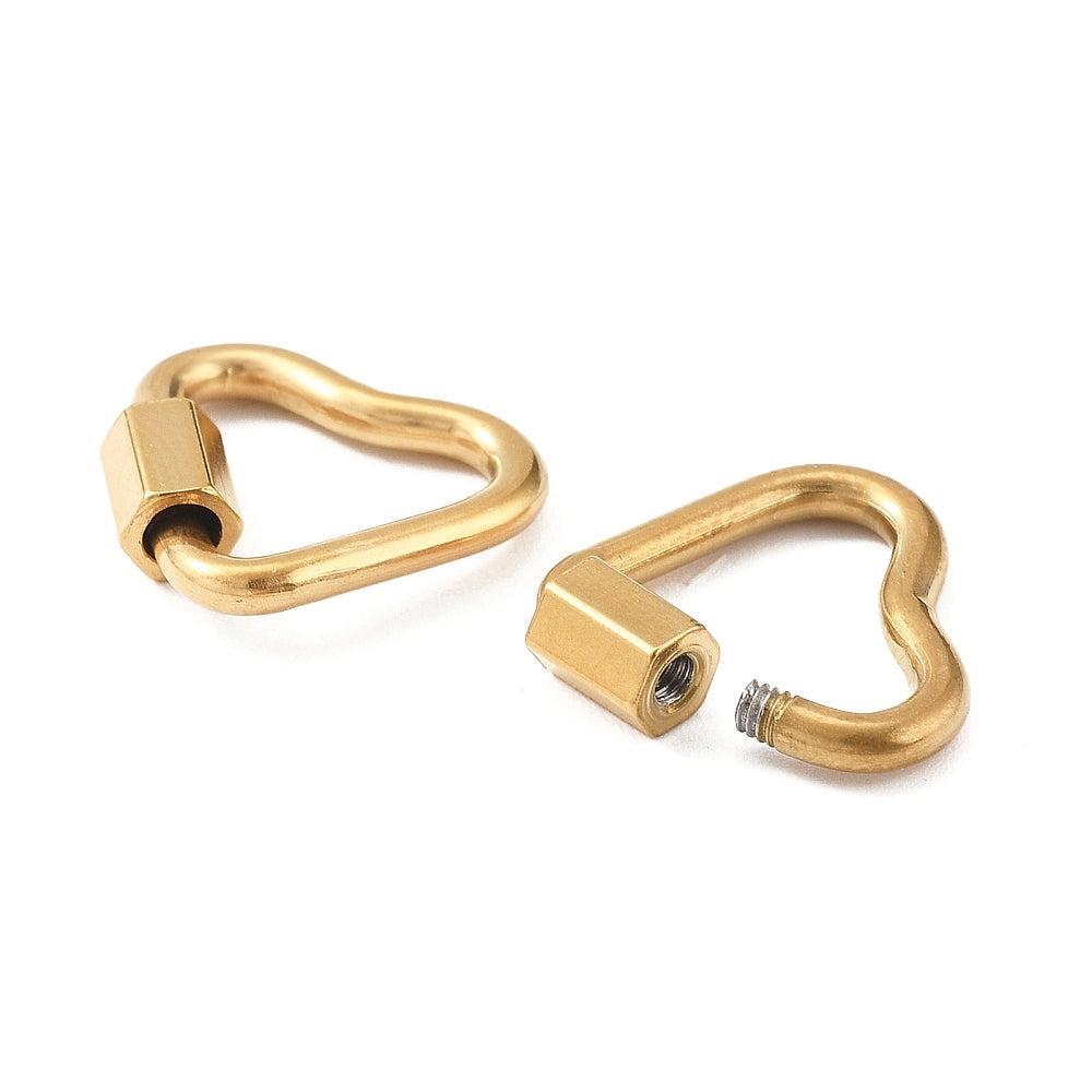 Bedel slot hart premium RVS 18K goud 14,5mm - per stuk-bedels-Kraaltjes van Renate