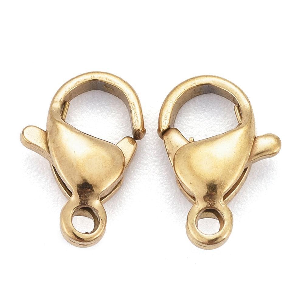 Sluiting karabijn RVS 18Kr goud 10x6mm- per stuk-bedels-Kraaltjes van Renate