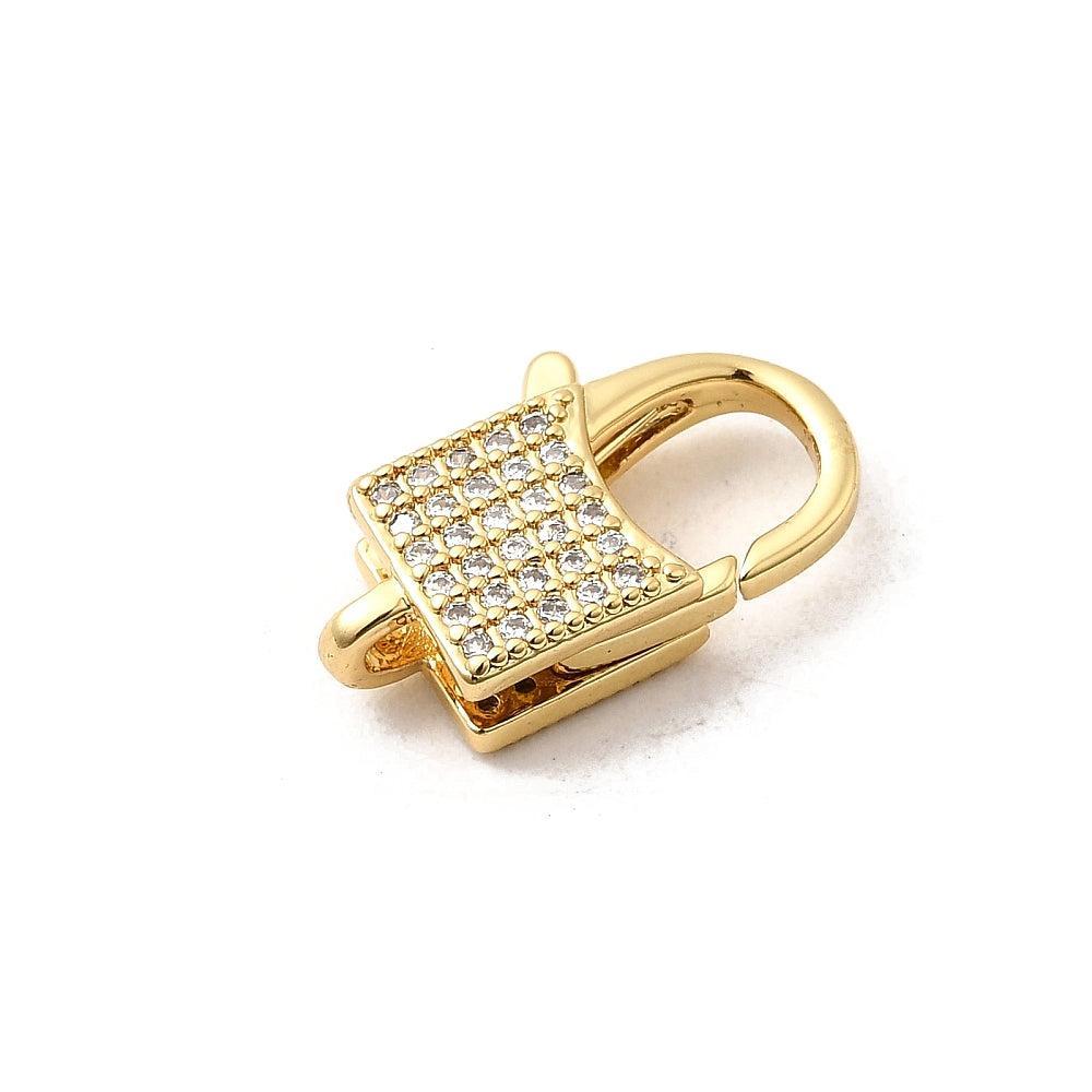 Sluiting karabijn zirconia 18K goud 17mm- per stuk-Kralen-Kraaltjes van Renate