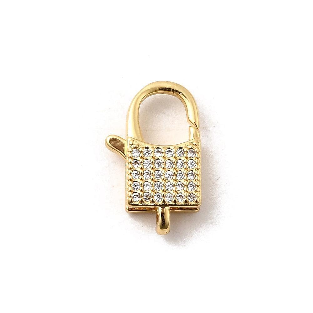 Sluiting karabijn zirconia 18K goud 17mm- per stuk-Kralen-Kraaltjes van Renate