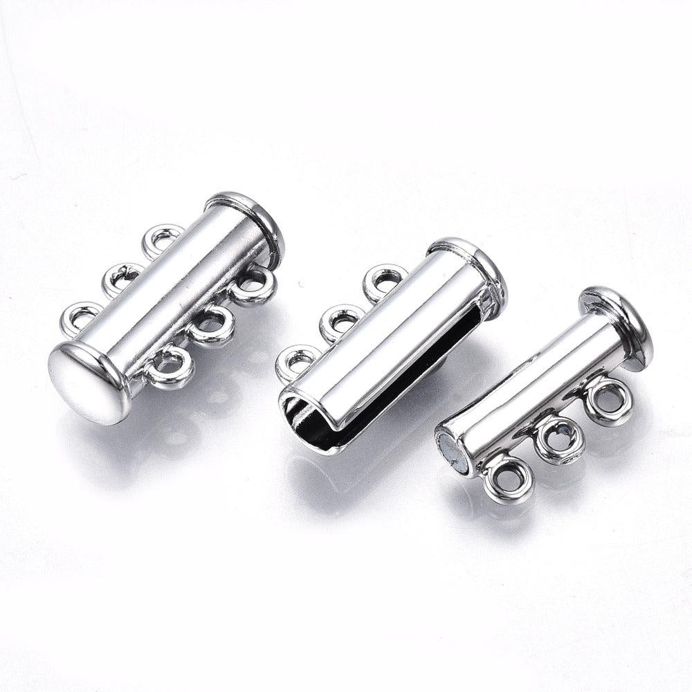 Sluiting magneet voor 3 kettingen zilver 19,5x10,5x6,5mm-sluitingen-Kraaltjes van Renate
