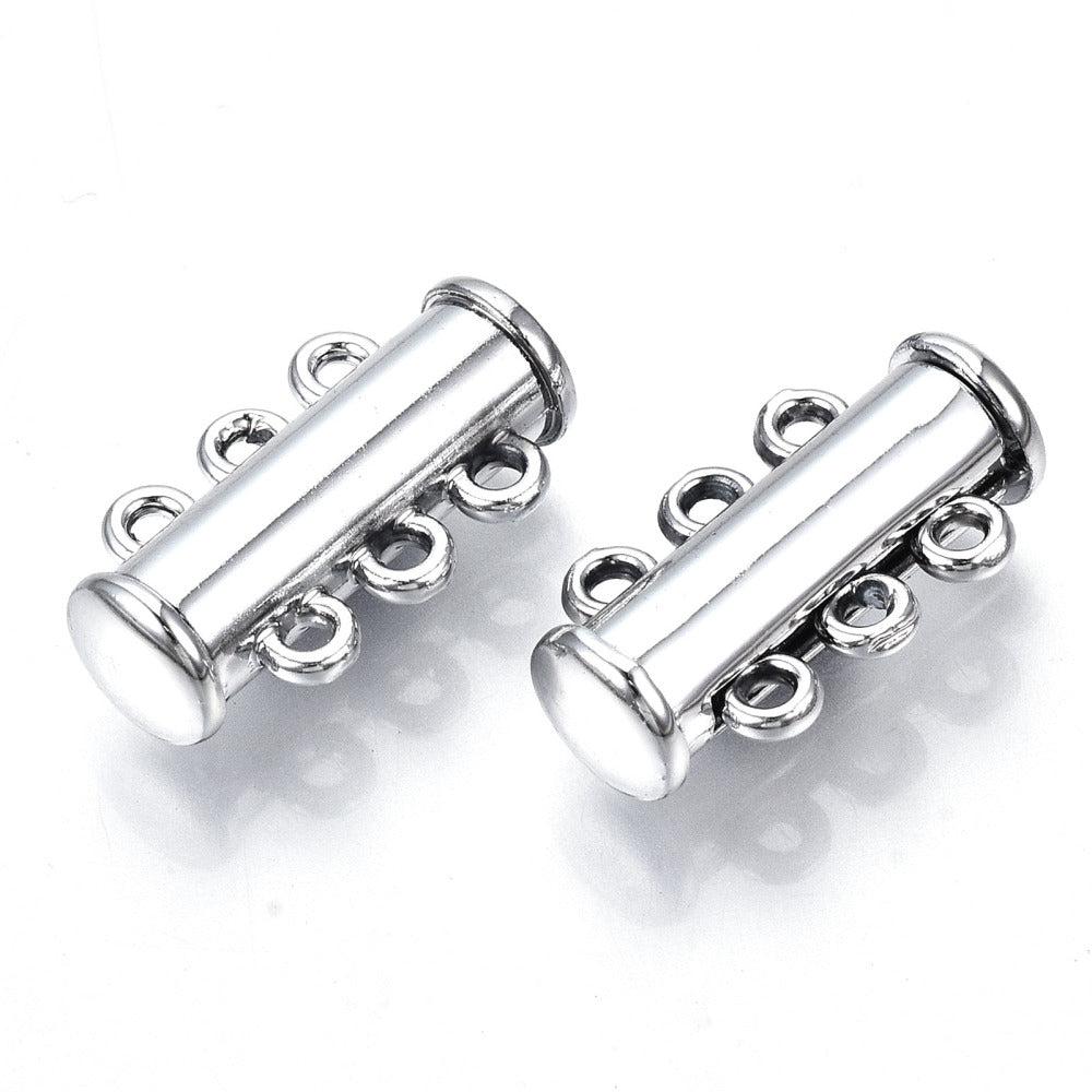 Sluiting magneet voor 3 kettingen zilver 19,5x10,5x6,5mm-sluitingen-Kraaltjes van Renate